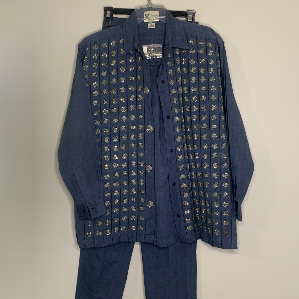 Yak Majik 3 Piece Suit Cotton Beaded Jacket Shell Pants Medium